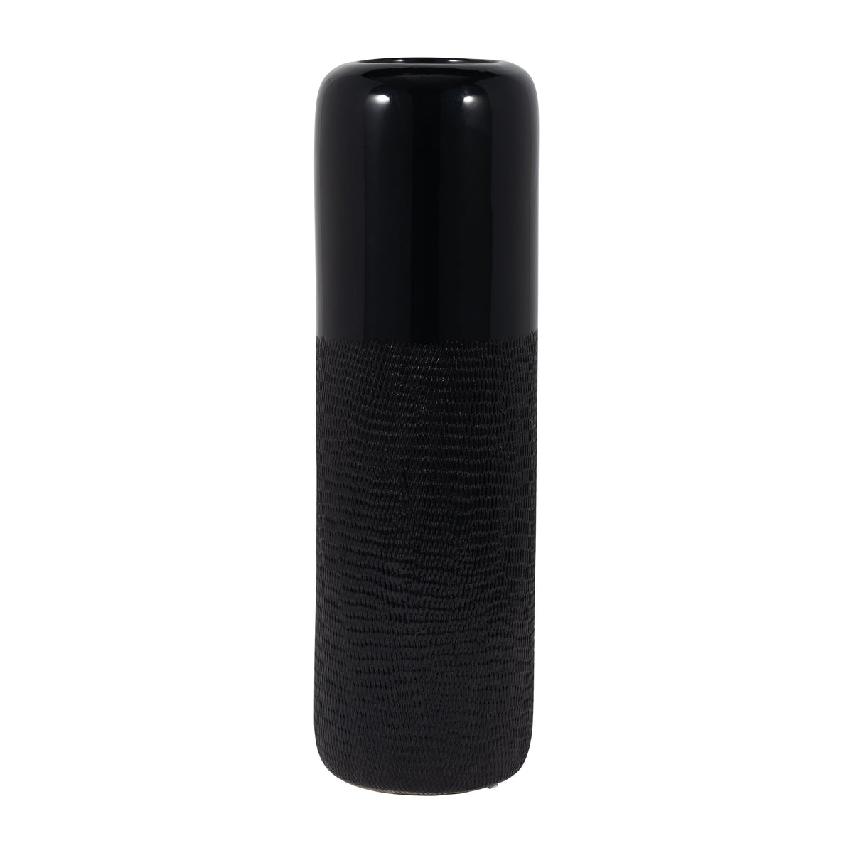 Coromar Black Ceramic Grooved Vase