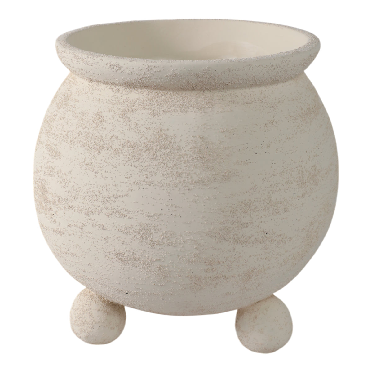 Wrightwood Ivory Textured Rounded Planter on Ball Feet