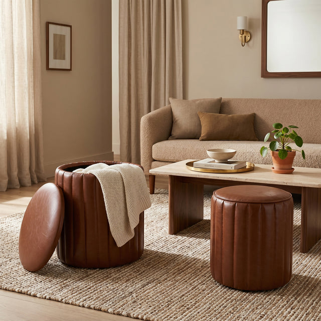 Fionacrest Brown Ottomans (Set of 2)