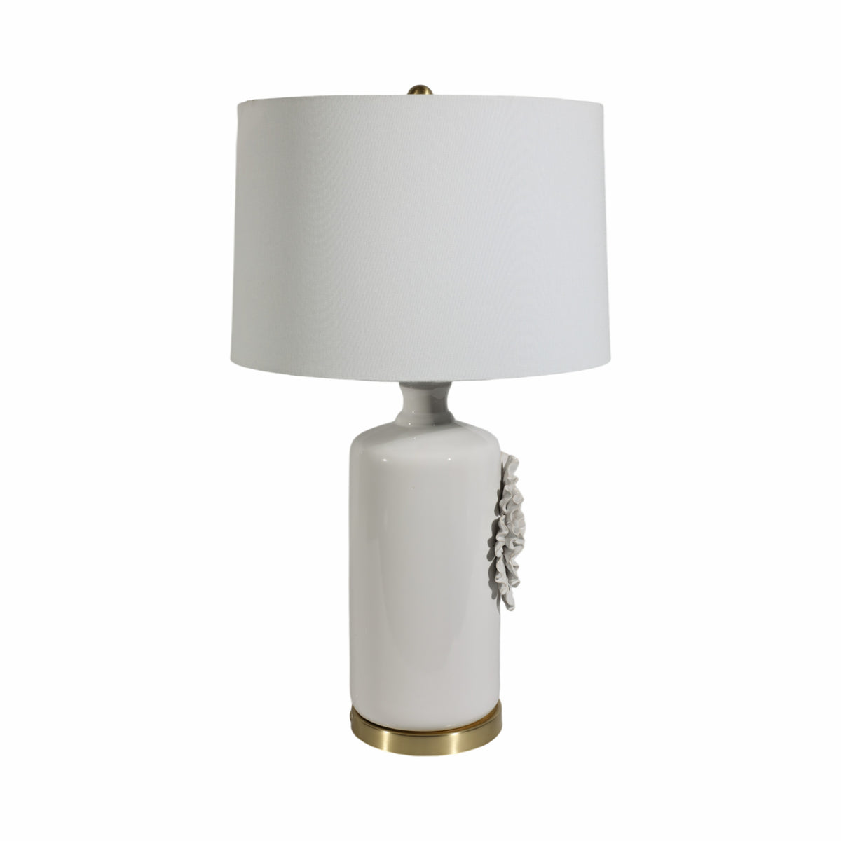 Lonsmith Cream/Gold Dahlia Flower Applique Table Lamp