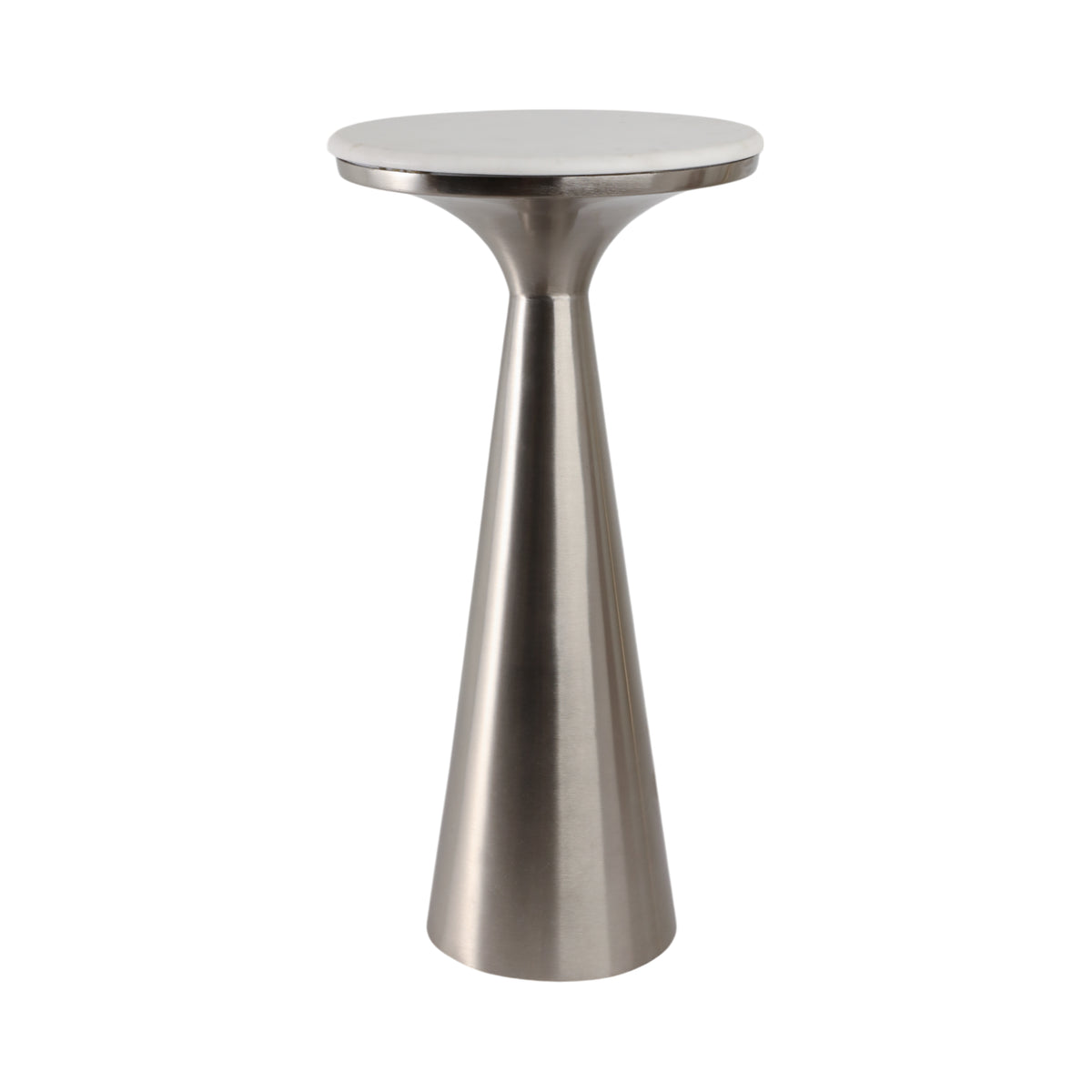 Redcrest White/Silver Tapered Mtal Base and Marble Drnk Table