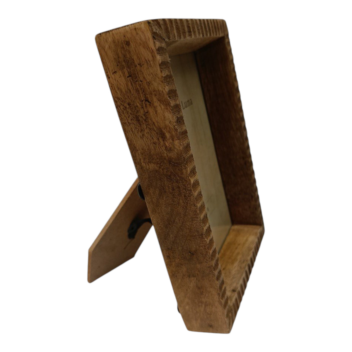 Pinnio Brown Small Ribbed Wooden Photo Frame