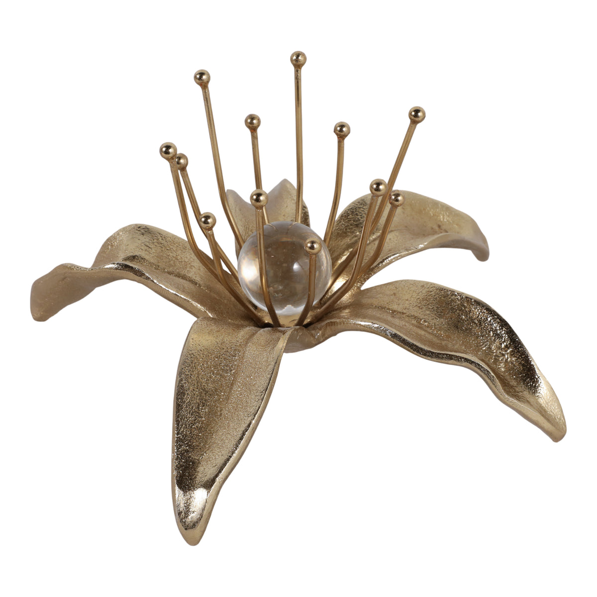 Clayton Gold/Clear Flower Acrylic Orb