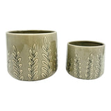 El Adobe Sage Embossed Vines Planters (Set of 2)