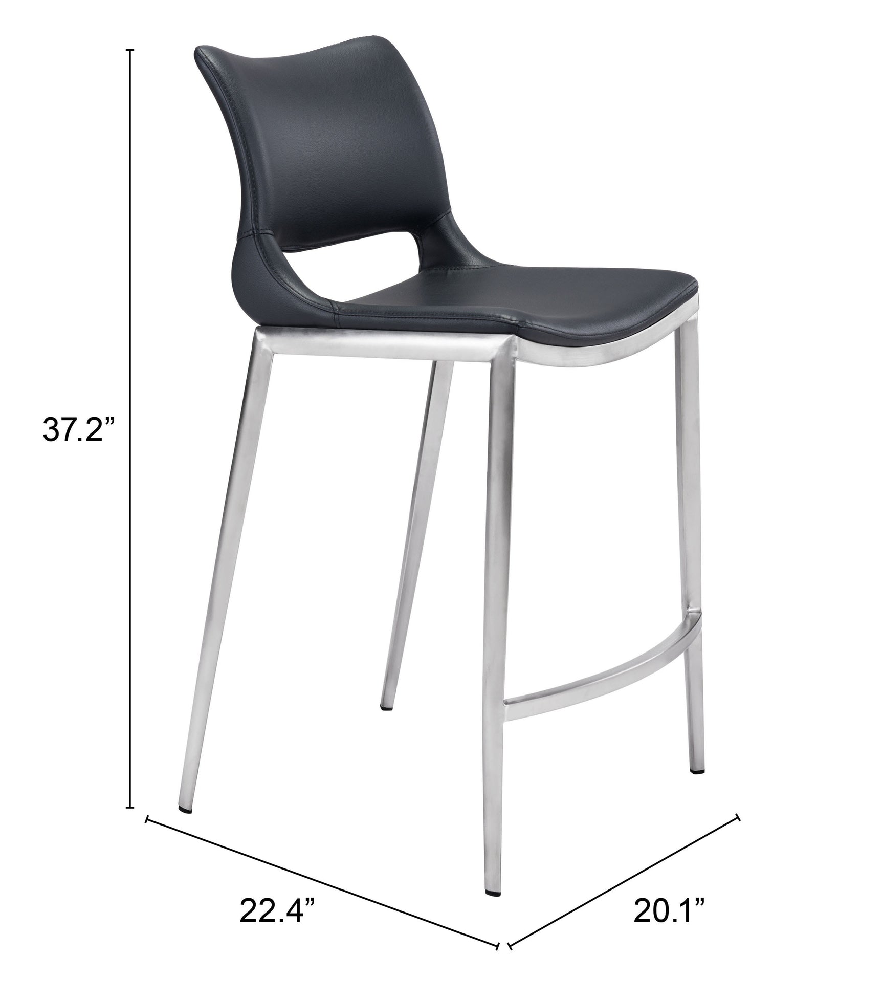 Ace Black & Silver Counter Stool (Set of 2)