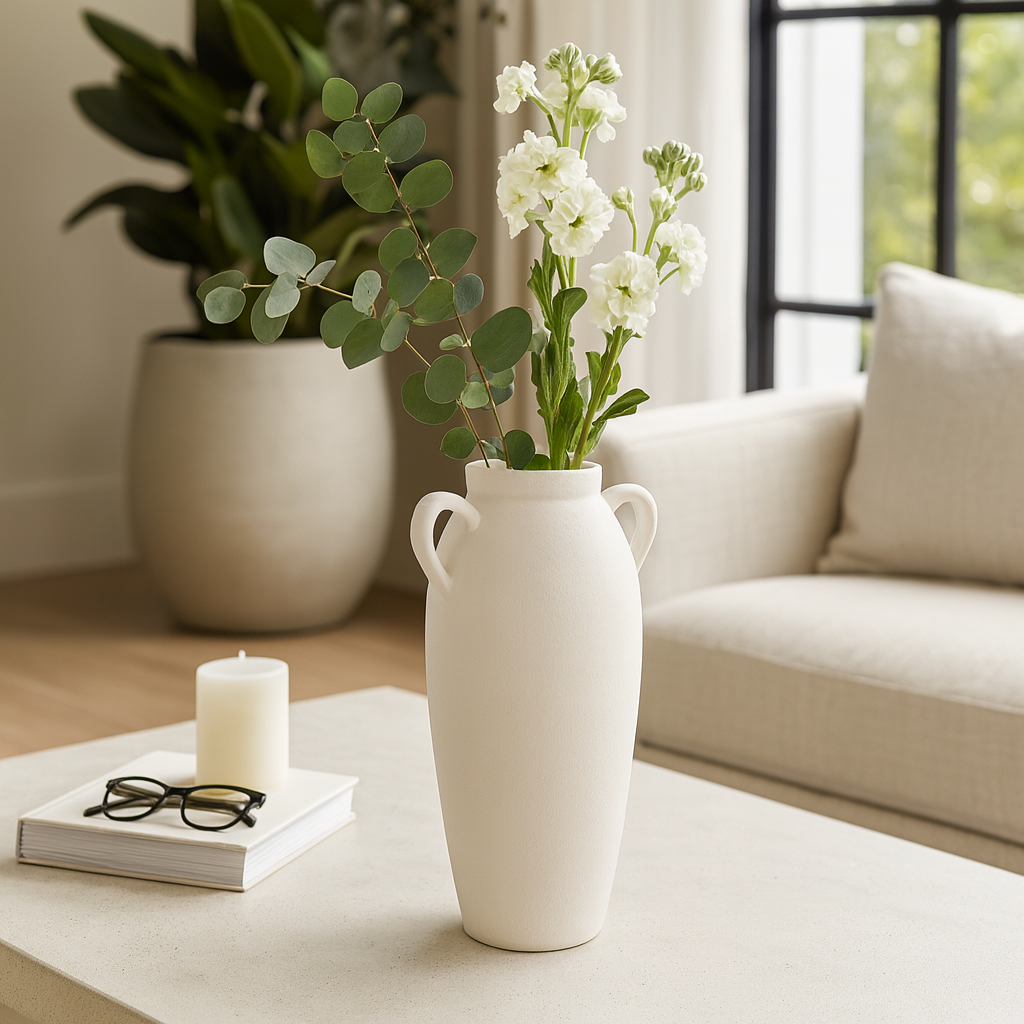 Laylaford White Ceramic Textured Jug with Handles