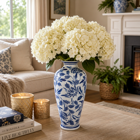 Ortonville Blue/White Ceramic Chinoiserie Vase