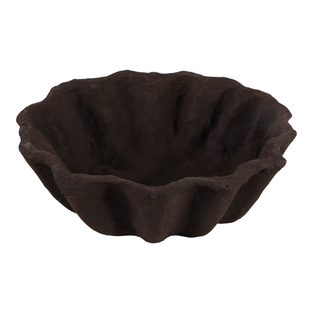 Ragtown Brown Fluted Paper Mache Bowl
