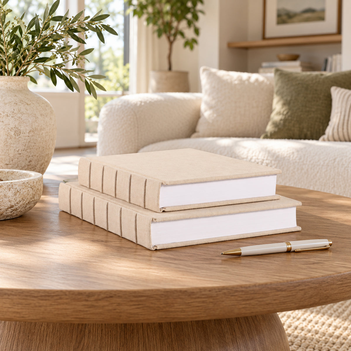 Tobin Ivory Canvas Decorative Note Book (Set of 2)