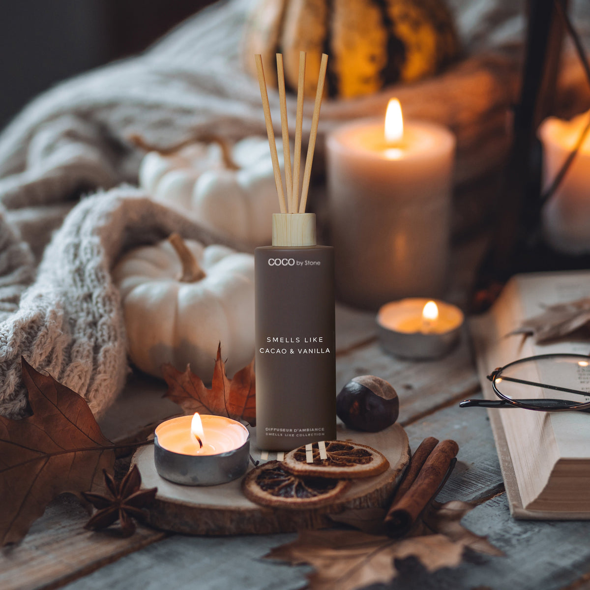 5oz Smells Like Cacao & Vanilla Reed Diffuser - Ornate Home