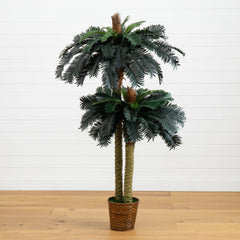 6' & 4' Sago Palm Double Potted Silk Tree - Ornate Home