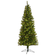 6.5’ Green Valley Pine Artificial Christmas Tree with 300 Warm White LED Lights and 579 Bendable Branches - Ornate Home
