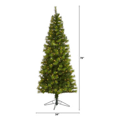 6.5’ Green Valley Pine Artificial Christmas Tree with 300 Warm White LED Lights and 579 Bendable Branches - Ornate Home