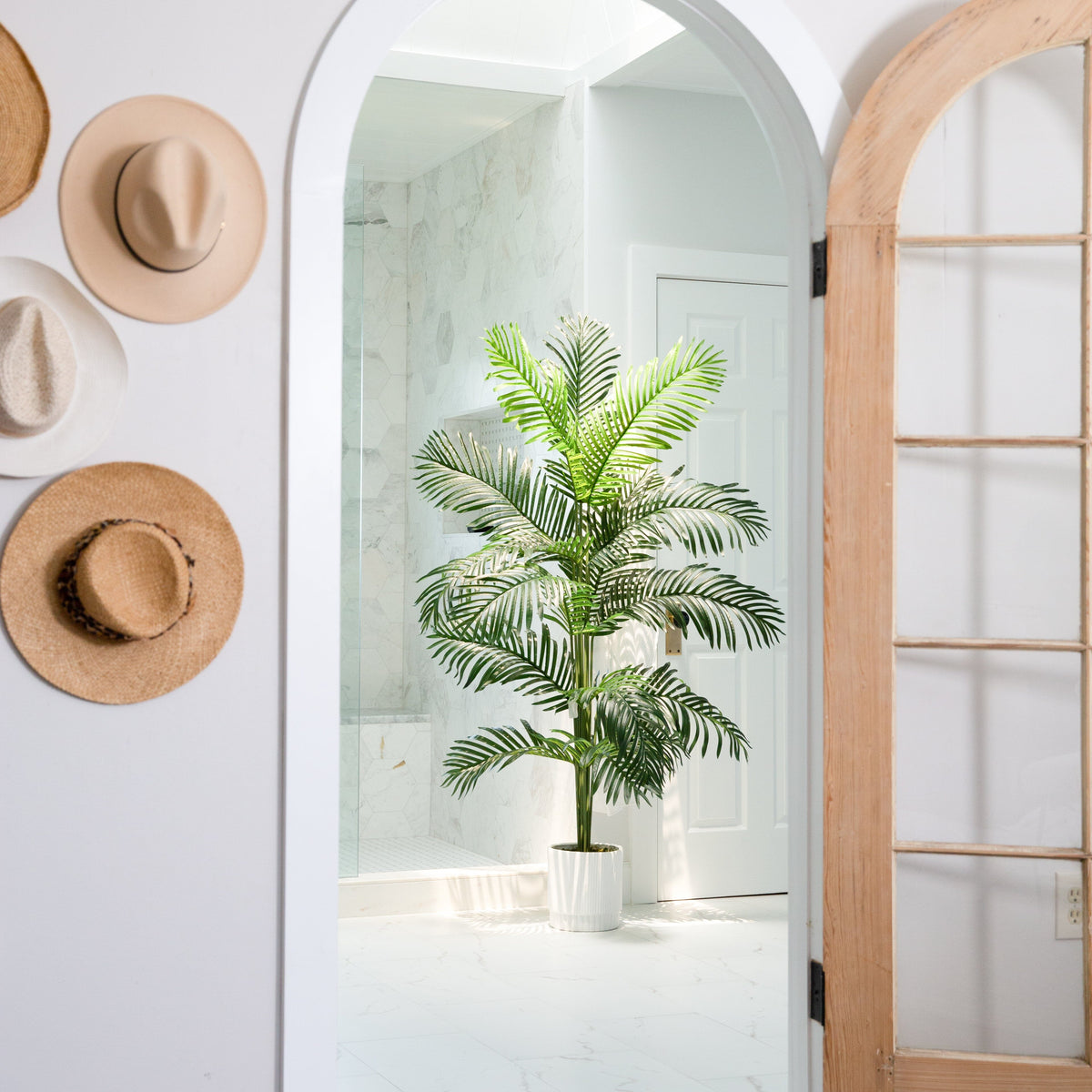 6’ Artificial Paradise Palm with White Decorative Planter