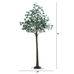 6’ Lighted Artificial Eucalyptus Tree with 420 Warm White LED Lights - Ornate Home