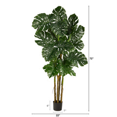 6’ Monstera Tree Artificial - Ornate Home