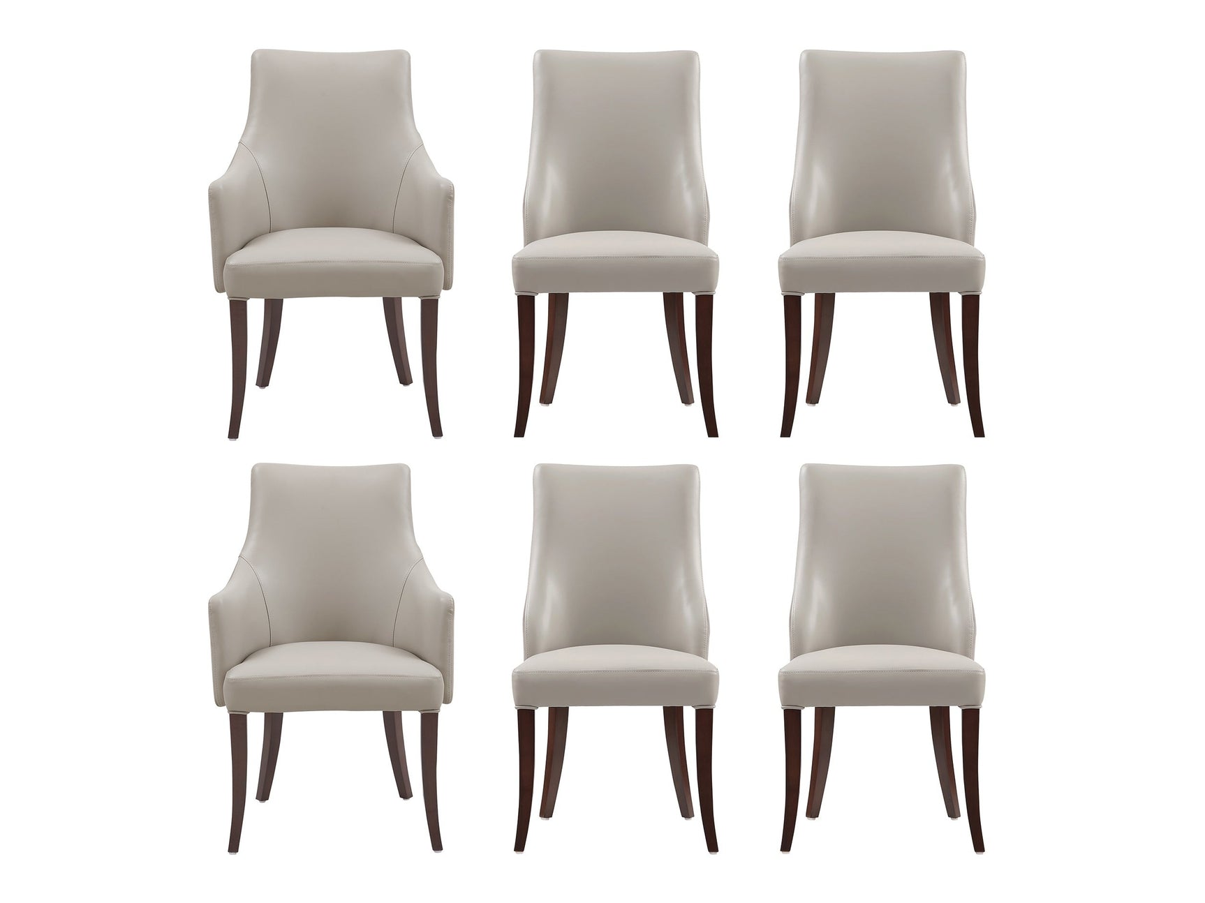 6-Piece Connie Dining Chair and Arm Chair in Light Grey - Ornate Home