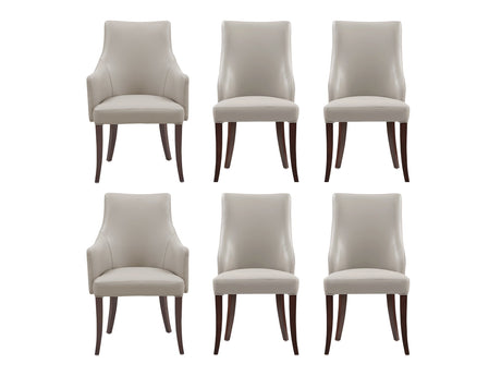6-Piece Connie Dining Chair and Arm Chair in Light Grey - Ornate Home