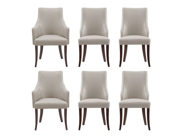 6-Piece Connie Dining Chair and Arm Chair in Light Grey - Ornate Home