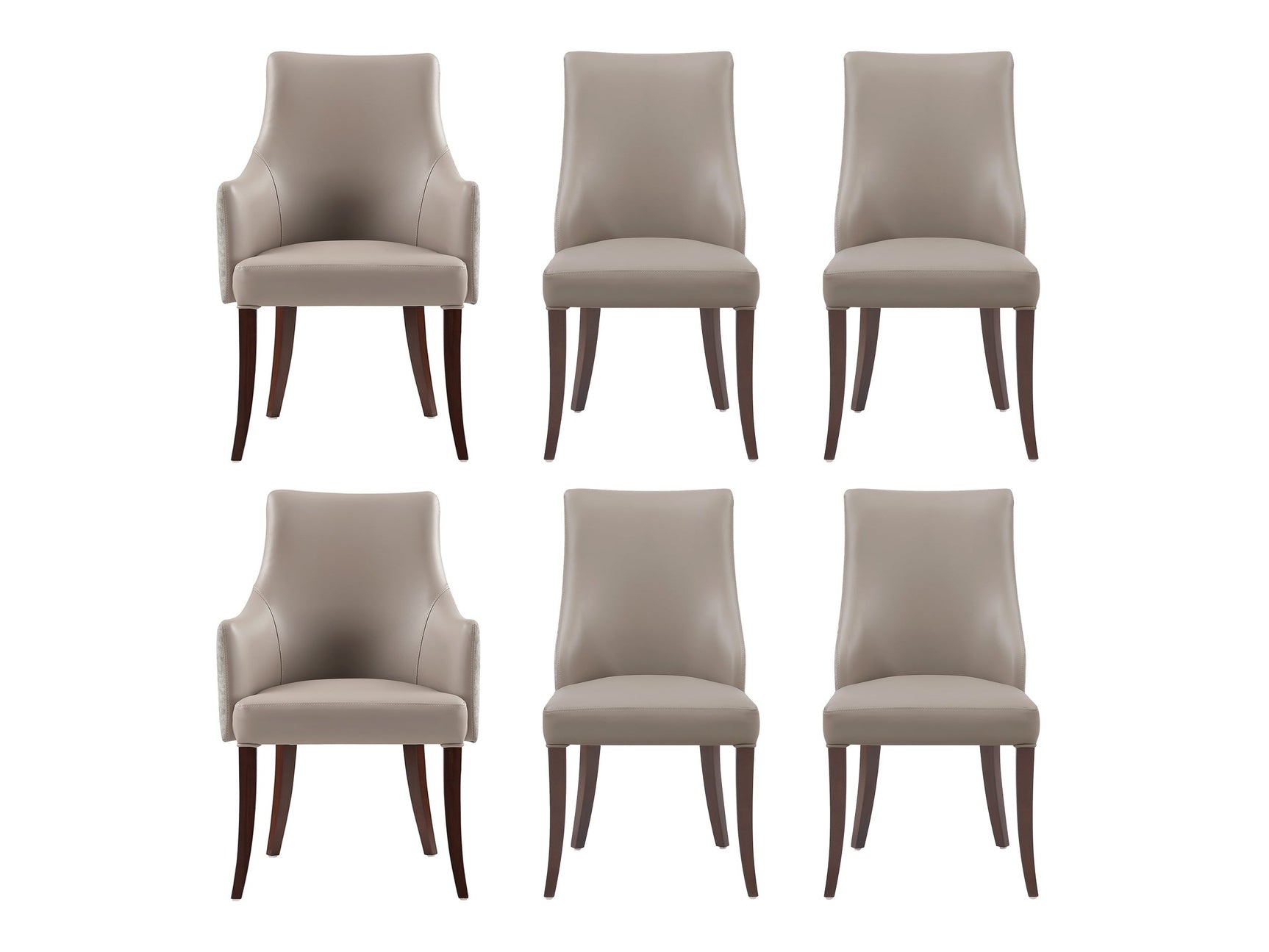 6-Piece Connie Dining Chair and Arm Chair in Taupe - Ornate Home