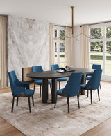 6-Piece Kara Dining Side and Arm Chairs in Blue - Ornate Home