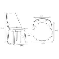 6-Piece Kara Dining Side and Arm Chairs in Blue - Ornate Home