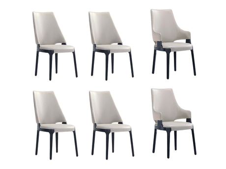 6-Piece Kara Dining Side and Arm Chairs in Light Grey - Ornate Home