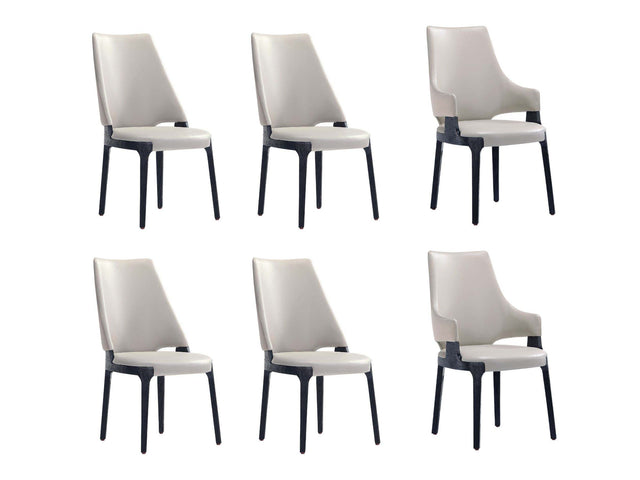 6-Piece Kara Dining Side and Arm Chairs in Light Grey - Ornate Home