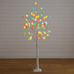 6' Pre-Lit Artificial Easter Twig Tree with 96 Egg Shaped LED Ornaments - Ornate Home
