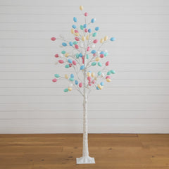 6' Pre-Lit Artificial Easter Twig Tree with 96 Egg Shaped LED Ornaments - Ornate Home