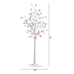 6' Pre-Lit Artificial Easter Twig Tree with 96 Egg Shaped LED Ornaments - Ornate Home