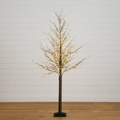 6’ Pre-Lit Artificial Twig Tree with 480 Warm White LED Lights - Ornate Home