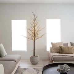 6’ Pre-Lit Artificial Twig Tree with 480 Warm White LED Lights - Ornate Home