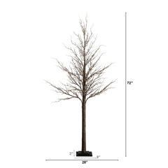 6’ Pre-Lit Artificial Twig Tree with 480 Warm White LED Lights - Ornate Home