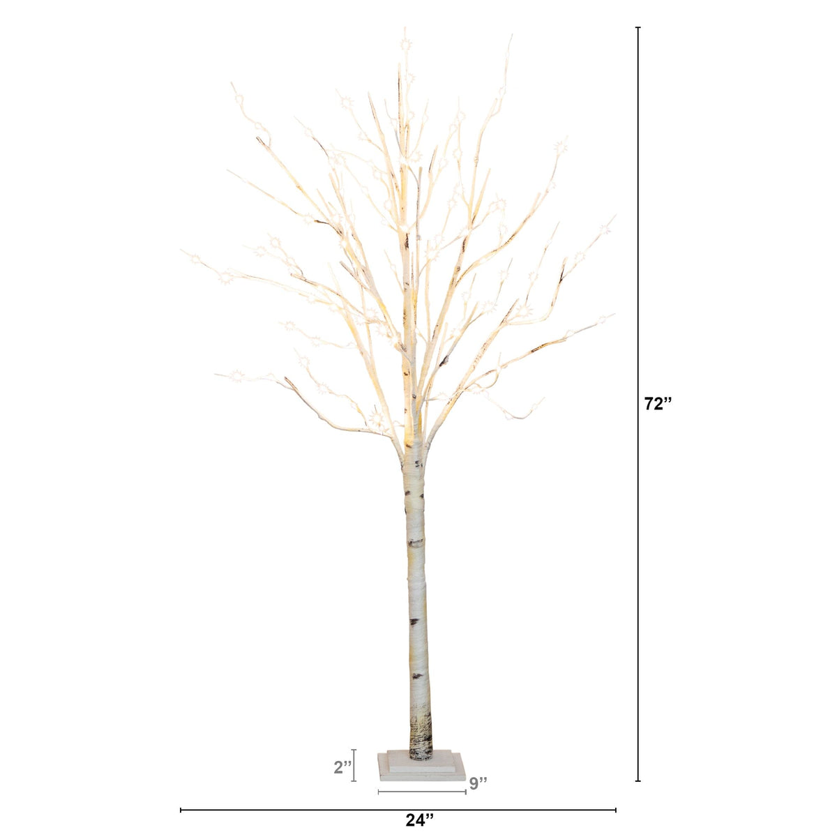 6’ Pre-Lit Artificial White Birch Tree with 300 Warm White LED Lights