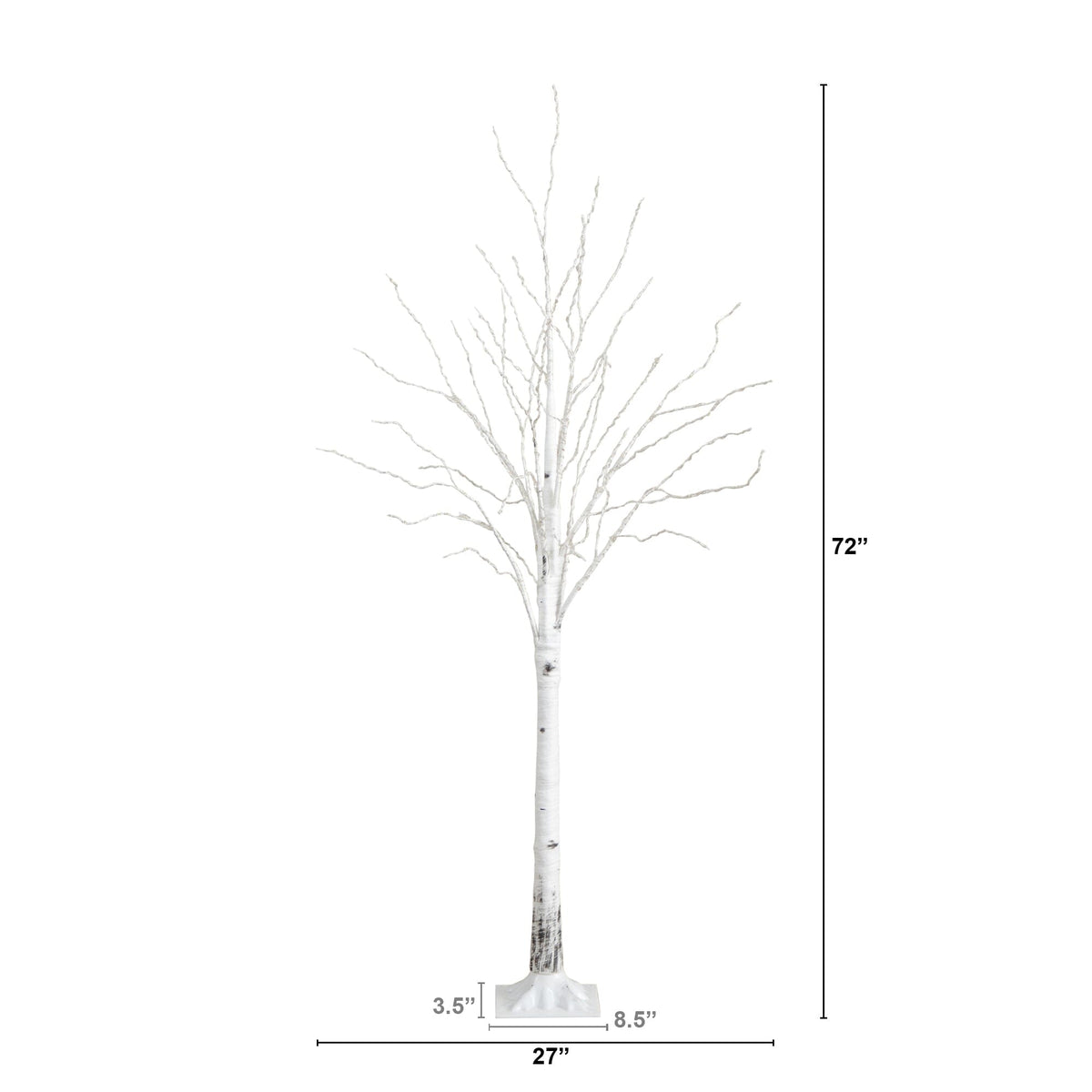 6’ Pre-Lit Artificial White Birch Tree with 92  Warm White LED Lights