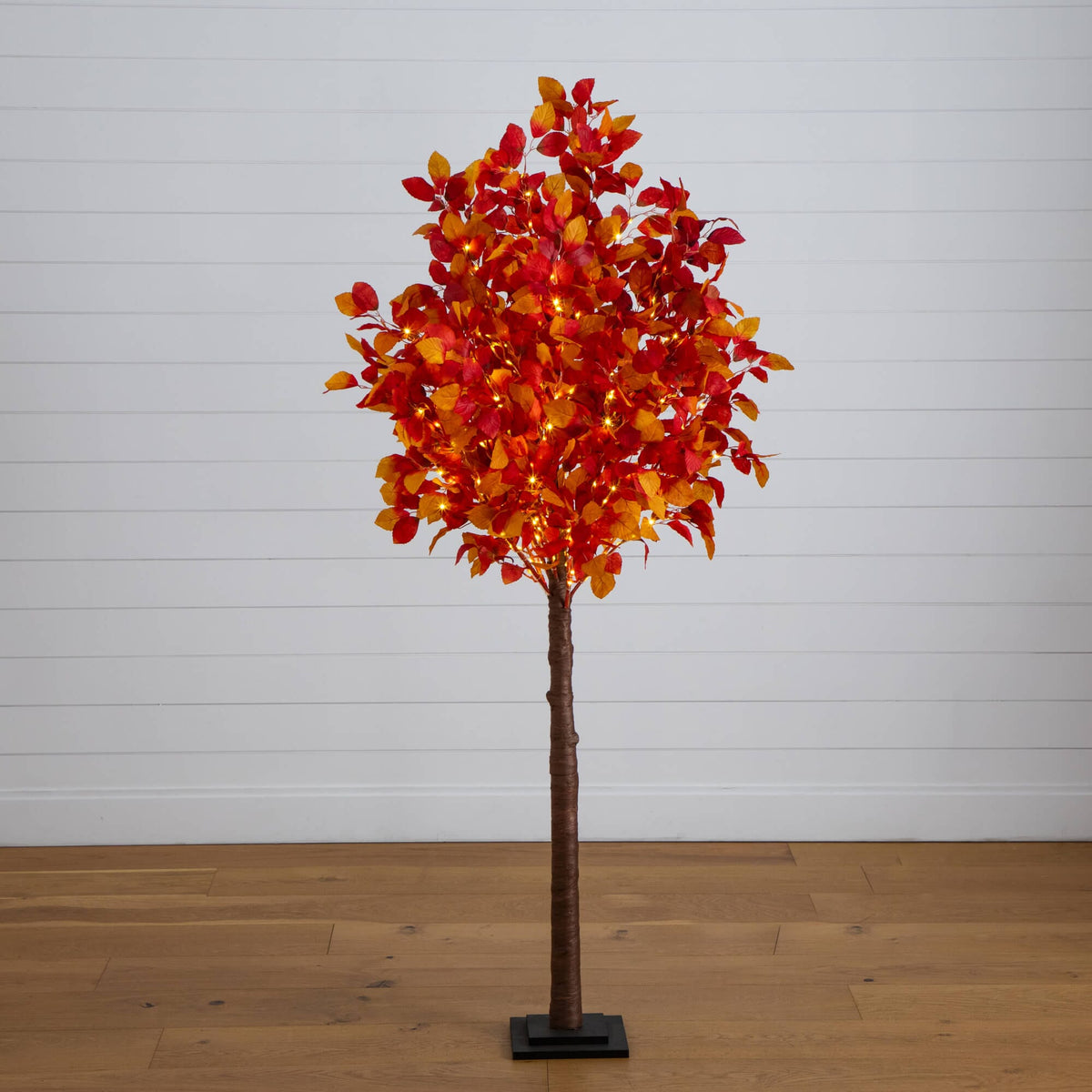 6' Pre-Lit Autumn Artificial Fall Tree with 300 Warm White LED Lights