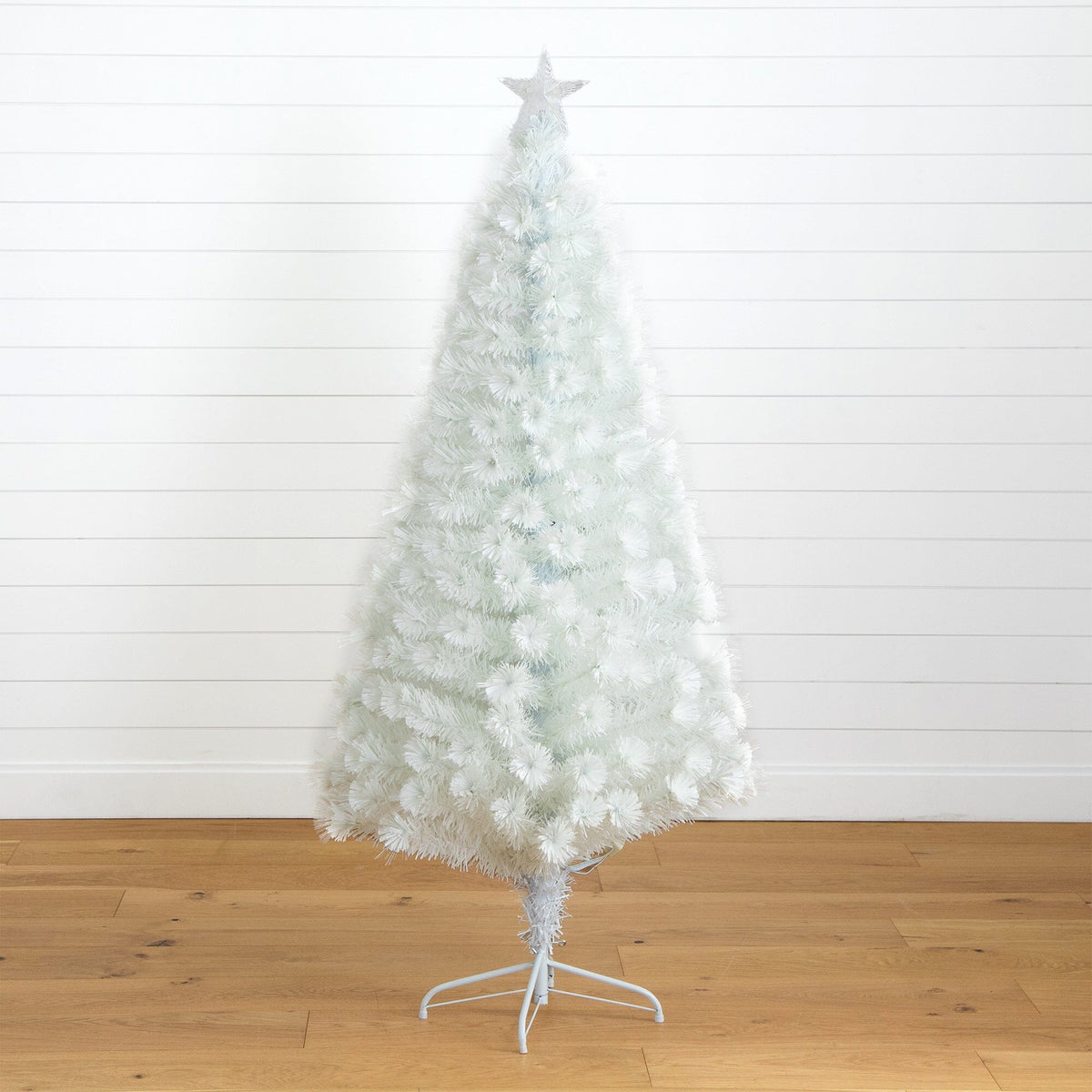 6' Pre-Lit Fiber Optic Artificial White Christmas Tree with Star Tree Topper