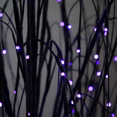 6’ Pre-Lit Halloween Black Willow Artificial Tree with 160 Orange & Purple LED Lights - Ornate Home