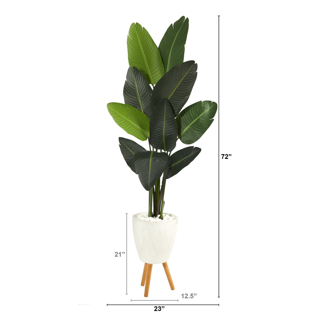 6’ Traveler's Palm Artificial Tree in White Planter with Stand