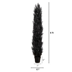 6' UV Resistant Artificial Halloween Black Cedar Tree (Indoor/Outdoor) - Ornate Home
