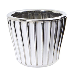 6” White Vase with Silver Trimming - Ornate Home