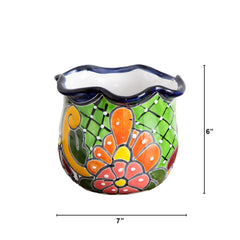 6" x 7" Handmade Mexican Talavera Ceramic Planter - Ornate Home