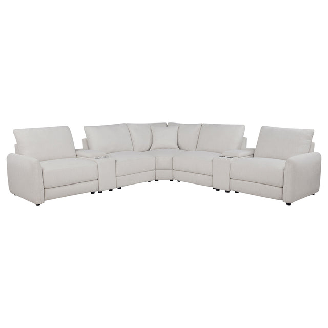 Valle Pearl 7-Piece L-shaped Power Reclining Sectional With Dual Consoles