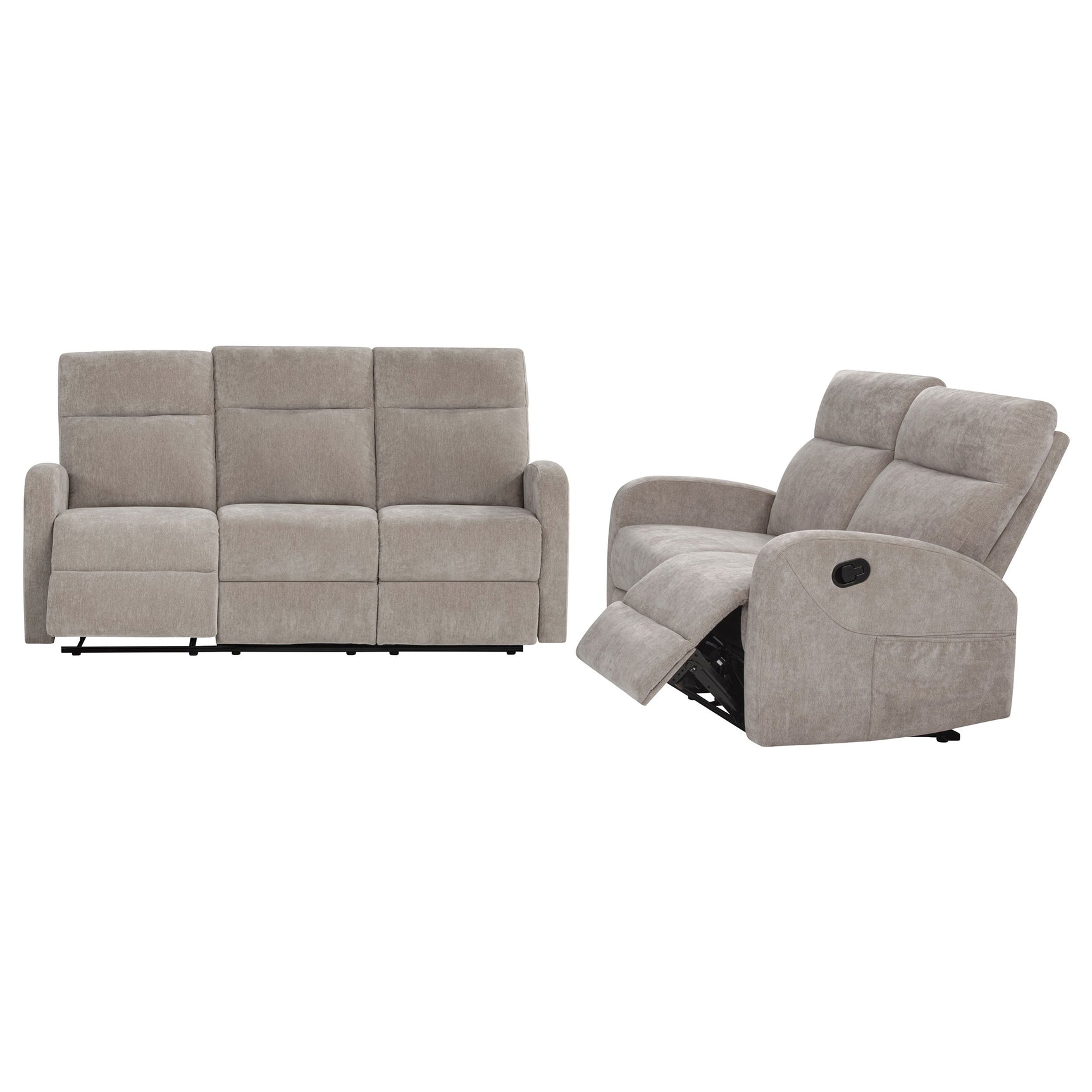 Hamilton Sand 2-Piece Chenille Manual Reclining Sofa Set