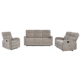 Hamilton Sand 3-Piece Chenille Manual Reclining Sofa Set