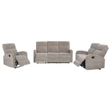 Hamilton Sand 3-Piece Chenille Manual Reclining Sofa Set