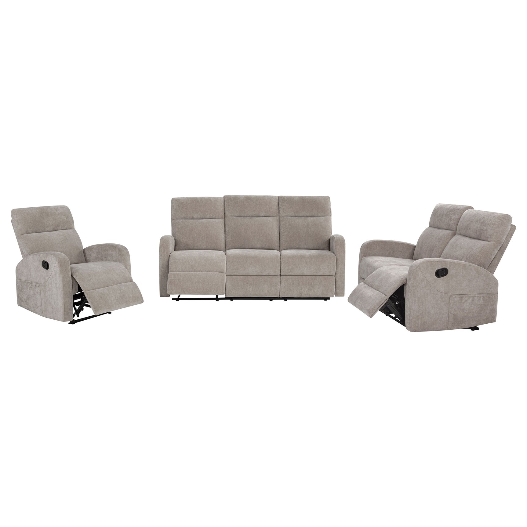 Hamilton Sand 3-Piece Chenille Manual Reclining Sofa Set