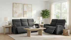 Hamilton Charcoal Grey 2-Piece Chenille Manual Reclining Sofa Set