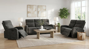 Hamilton Charcoal Grey 3-Piece Chenille Manual Reclining Sofa Set